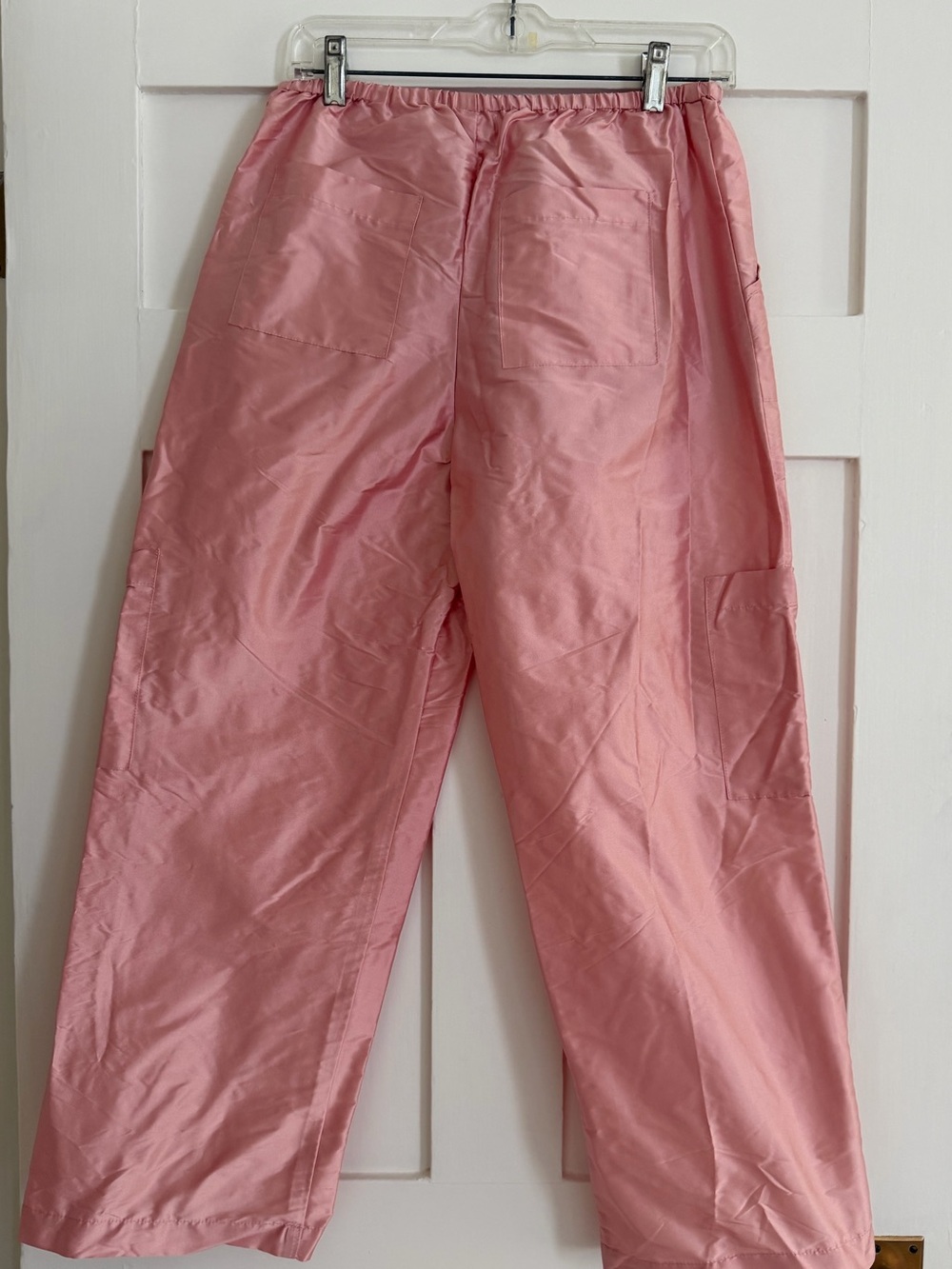 DONNI. Blush Pink Satin Cropped Wide-Leg Pants - Picture 2 of 4